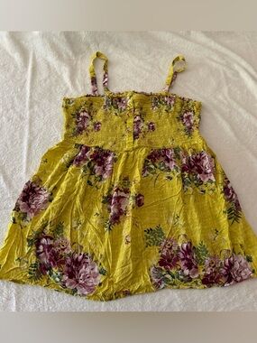 Torrid Yellow Smocked Floral Strappy Top Size 2